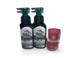 Bath and Body Works Flannel Foaming Soap w Red Apple Wreath Candle 4 Piece Set - £21.57 GBP
