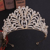 High Quality Women Girl Leaves Crystal Royal Tiaras and Crowns diadema Bride Noi - £19.63 GBP