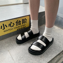 Women&#39;s Double Strap Platform Sandals House Slippers For Women Massage Vulcanize - £20.17 GBP
