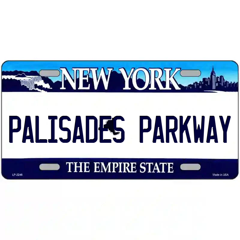 Palisades Parkway New York Blue Metal Sign - $15.50