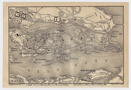 1912 Original Antique Map Of Djurgarden Island Stockholm / Sweden - $24.22