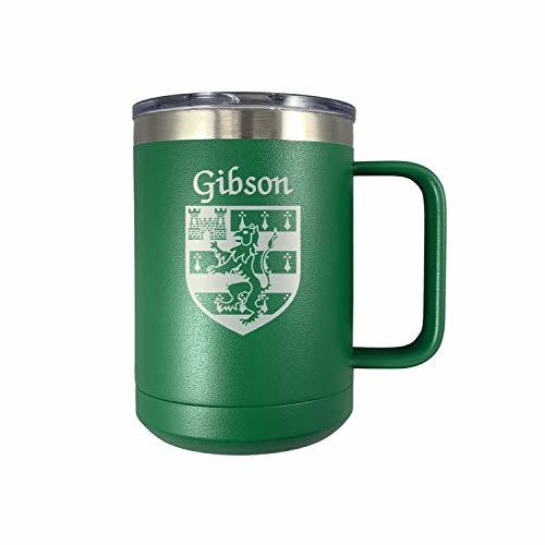 Gibson Irish Coat of Arms Stainless Steel Green Travel Mug with Handle - $27.43