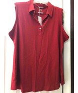 NWT Ladies CUTTER &amp; BUCK Red Sleeveless Golf Shirt - size XXL UPF 50 - $39.99