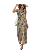 Mondxflaur Vintage Rose Summer Dresses for Women V-neck Sleeveless Long ... - $49.37 CAD+