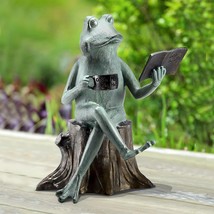 SPI Home Cast Aluminum Joy Of Reading Frog Garden Sculpture - £136.53 GBP