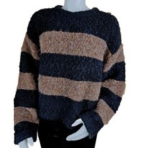 Le Bon Shoppe Elise Sweater Womens M/L Wool Blend Chunky Knit Brown Black Stripe - $46.06