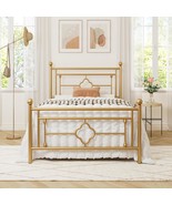 Allewie Twin Size Metal Platform Bed Frame With Victorian Vintage, Gold - $2,025.66 MXN