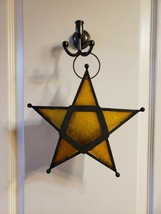 Moroccan Hanging Tealight Tea Light Candle Lantern Yellow Glass Star - £14.28 GBP