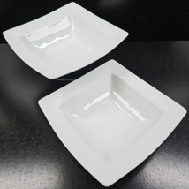 2 Everyday White Square Cereal Bowls Set Porcelain Serving Table Ware Dishes Lot - £31.56 GBP