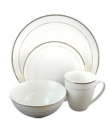 Gibson Home Palladine 16 Piece Dinnerware Double Gold Banded Set - $100.61 CAD