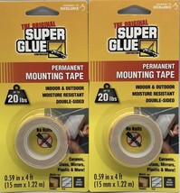 Original Super Glue Permanent Mounting Tape Hold up to 20 Pounds 2pk - £9.44 GBP