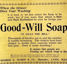 Good Will Soap George Marsh 1894 Advertisement Victorian Hygiene 1 ADBN1k - £11.70 GBP
