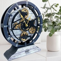 Desk Clock 10 Inch moving gears - convertible into a Wall clock (Silver ... - $119.99