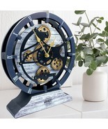 Desk Clock 10 Inch moving gears - convertible into a Wall clock (Silver ... - £62.90 GBP
