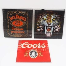 Coors Beer Jack Daniels Whiskey Liquor Tiger Carnival Glass Art 6&quot; Lot - £31.64 GBP