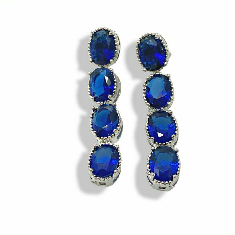 2Ct Simulated Blue Sapphire Men Earrings 14K Yellow Gold Plated - $121.65