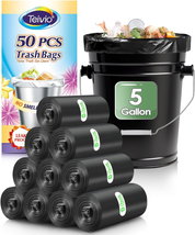 5 Gal Trash Bags 50 Ct, Strong Black Garbage Bags for Bathroom, Kitchen,... - $11.63