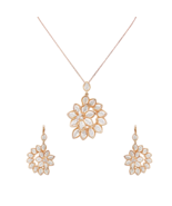 18ct Rose Gold Floral Natural Diamond Pendant, Chain &amp; Matching Earrings... - $8,314.92