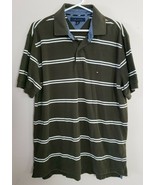 TOMMY HILFIGER DRESS COLLARED POLO SHIRT SIZE LARGE GREEN AND WHITE MEN&#39;... - £18.16 GBP
