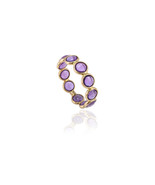 Natural Purple Amethyst Gold Band Ring 18k Full Eternity Bezel Band Ring... - £519.06 GBP