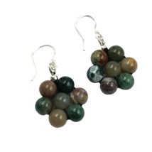 Indian Agate Gemstone 8 mm Round Beads 1.80&quot; beads Earring BE-75 - £6.70 GBP