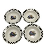 Vtg Gibson NASCAR Lot Of 4 Checkered Rimmed Salad / Soup Bowls 9&quot; 2002 H... - $42.17