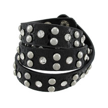 Zeckos Black Vinyl Snakeskin Triple Wrap Rhinestone Bracelet - £11.31 GBP