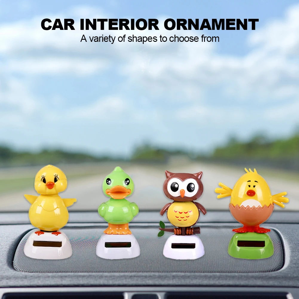Solar Power Shaking Head Cute Owl Grizzly Chick Duck Car Decoration Accessories - £9.19 GBP+