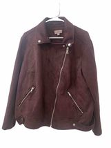 Loft Asymmetrical Full Zip Moto Jacket Faux Suede Soft Brown Plus Size 1... - $57.42