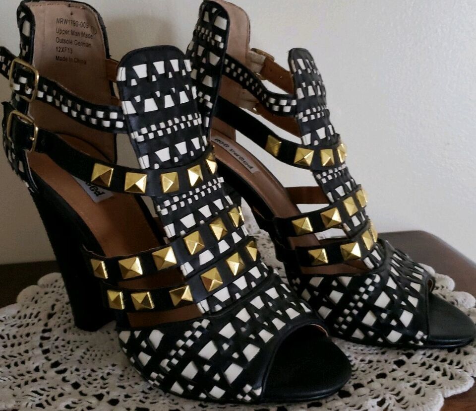 Not Rated ~ Women Size 8 ~ 4.5&quot; Hi-Heel ~ Open Toe ~ Strappy ~ Studded S... - $22.44