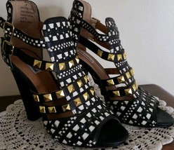 Not Rated ~ Women Size 8 ~ 4.5&quot; Hi-Heel ~ Open Toe ~ Strappy ~ Studded S... - £17.55 GBP