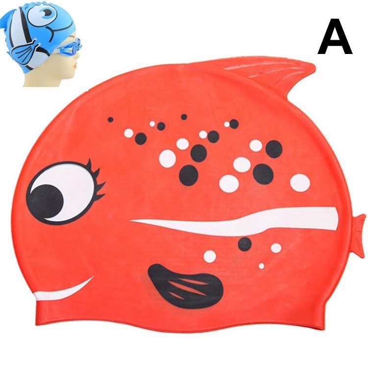 Primary image for 2 pcs FISH CARTOON Ecological Swim Caps Waterproof in Elastic Silicone  For Kids
