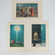 Vintage Christmas Cards Lot 3 Religious Bethlehem Star Wise Men Church USA Litho - £18.90 GBP
