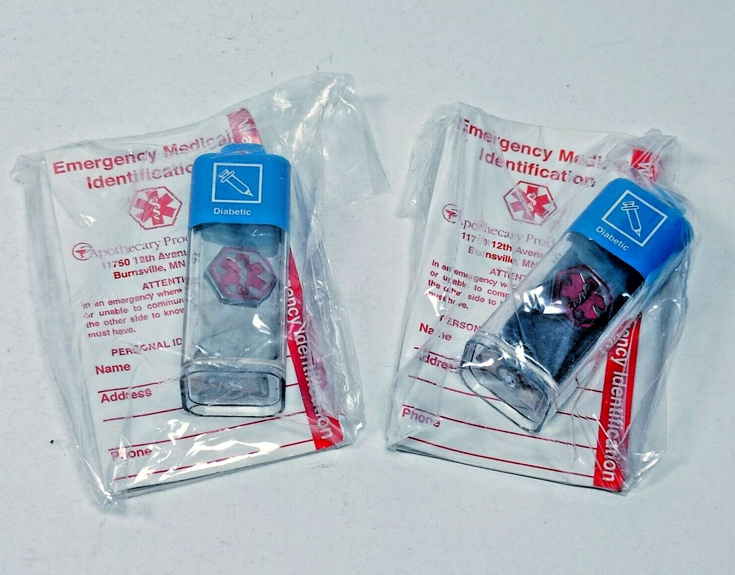 Diabetes Alert Medical ID Necklace 24&quot; Chain &amp; Wallet ID Card SET OF 2 - $7.95