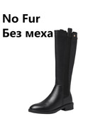 Genuine Leather High Boots Women Winter Warm Back Zipper Party Basic Sho... - $144.49