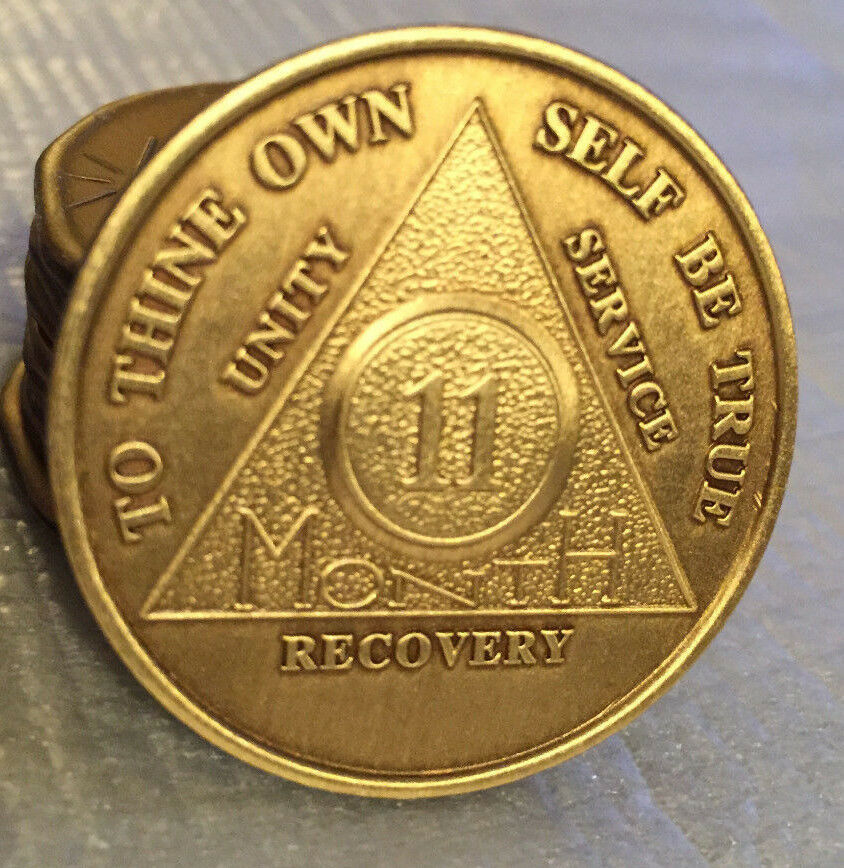 11 Month Bronze AA Medallion Alcoholics Anonymous Recovery Coin NA Chip ...