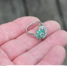 Emerald Ring Size 7 set in Rhodium Coated Setting .925.Earth Mined. May Birthday - £63.00 GBP