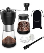 Manual Portable Coffee Grinder Set With 2 Clear Glass Jars 5.5 Oz each NEW - £19.14 GBP