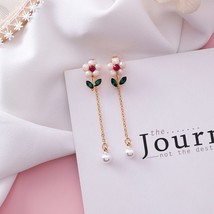 MENGJIQIAO 2021 New Cute Flower Leaf Drop Earrings For Women Girls Fashion Cryst - $9.19