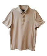 Abercrombie &amp; Fitch Stretch Polo Shirt Mens XL Lt Beige Moose Logo Short... - $28.95 CAD