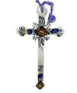Polish Pottery Stoneware Handpainted Decorative Cross - $22.12 CAD