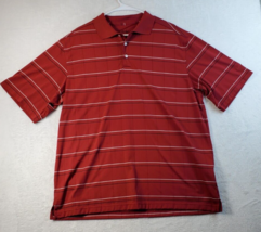 Walter Hagen Polo Shirt Mens Large Red Striped Knit 100% Polyester Short Sleeve - £11.55 GBP