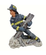 Firefighter Figurine with Building Beam Fireman Resin 10.5&quot; - £17.69 GBP