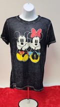 DISNEY Mickey &amp; Minnie Mouse Black T-Shirt Women’s Small Super Thin Pape... - $8.35