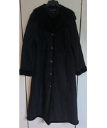 Womens L Anne Klein Black Faux Sherpa Long Winter Coat Jacket - $908.55 MXN