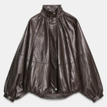 ZARA BNWT 2025. TAUPE GREY LEATHER EFFECT BOMBER JACKET VISCOSE. 2969/24... - $144.60