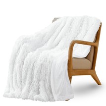 Reversible Soft Fluffy Faux Fur Blanket Twin Size 70X78 Inches, Decorative Solid - £31.96 GBP