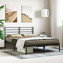 Metal Bed Frame with Headboard Black 59.8&quot;x78.7&quot; - £149.68 GBP