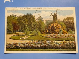 Vtg 1930 Postcard King Fountain, Washington Park, Albany, NY, Capitol District - £3.18 GBP
