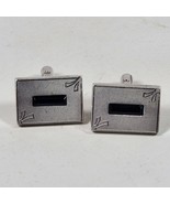 Vintage Cufflinks Metal Silver Tone &amp; Blue .75 Inch - £8.01 GBP